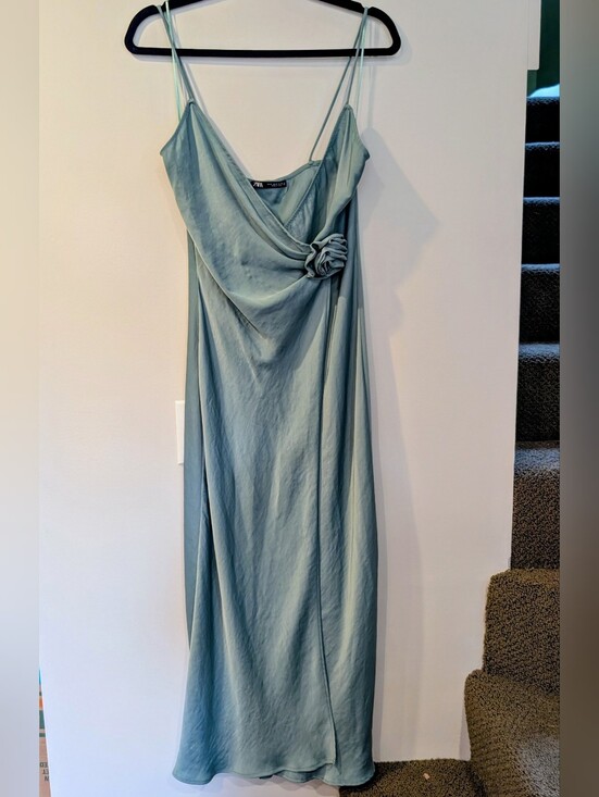 Zara Dresses & Skirts - Sage Green Maxi Slip Dress